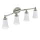 4 Light Bathroom Sconce with Frosted Shades in Brushed Nickel