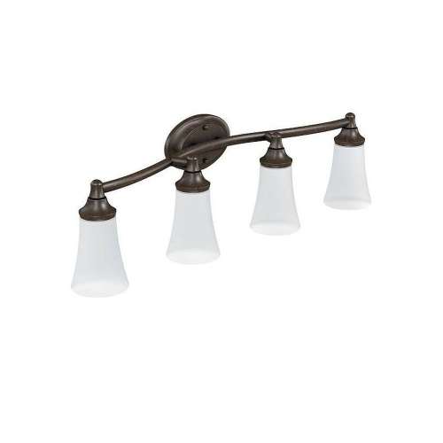 4 Light Bathroom Sconce with Frosted Shades in Oil Rubbed Bronze