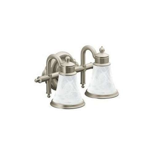 14in Wide 2 Light Bathroom Fixture in Brushed Nickel