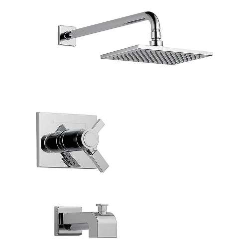 Dual Function Pressure Balanced Thermostatic Bath and Shower Trim with Internal Volumn Control Less Rough-in in Polished Chrome