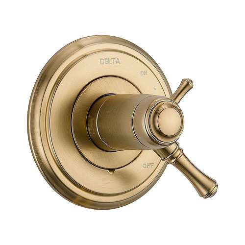 T17T097-CZ Cassidy Dual Function Thermostatic Valve Trim with Integrated Volume Control Less Rough-in in Champagne Bronze