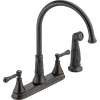 Two Handle Kitchen Faucet with Spray in Venetian Bronze