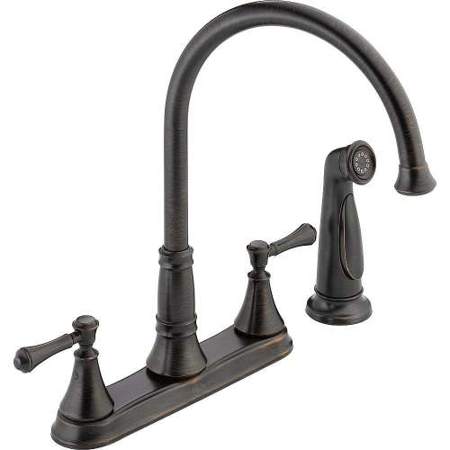 Two Handle Kitchen Faucet with Spray in Venetian Bronze