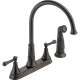 Two Handle Kitchen Faucet with Spray in Venetian Bronze