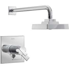 Dual Function Thermostatic Shower Trim with H2Okinetic Less Rough-in in Polished Chrome