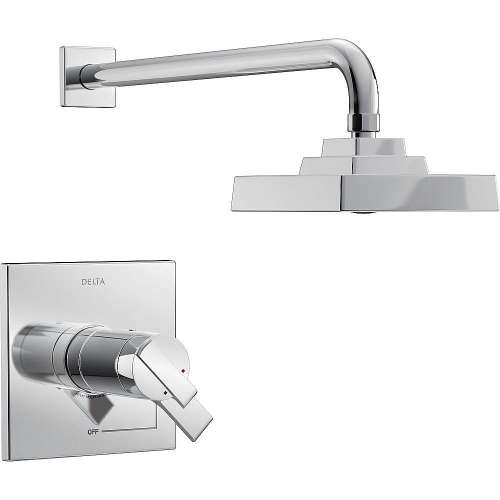 Dual Function Thermostatic Shower Trim with H2Okinetic Less Rough-in in Polished Chrome