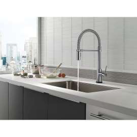 Single Handle Pull-Down Spring Spout Kitchen Faucet with Touch2O Technology in Arctic Stainless Finish