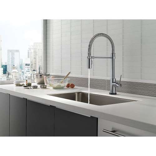 Single Handle Pull-Down Spring Spout Kitchen Faucet with Touch2O Technology in Arctic Stainless Finish