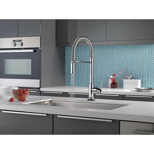 9659T-DST Trinsic Single Handle Pull-Down Spring Spout Kitchen Faucet with Touch2O Technology in Chrome Finish