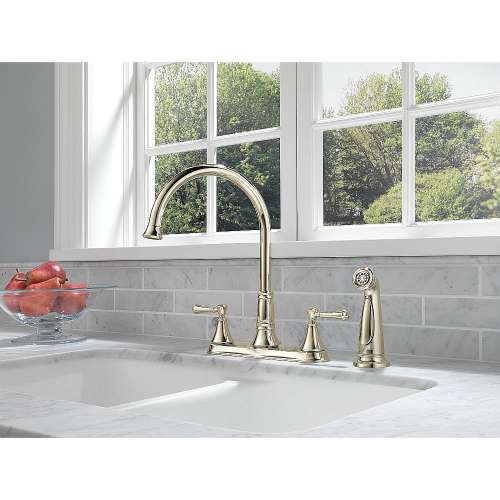 Two Handle Kitchen Faucet with Spray in Polished Nickel Finish