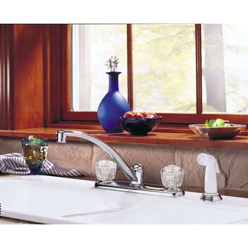 Classic 2402LF Two Handle Kitchen Faucet with Spray in Polished Chrome