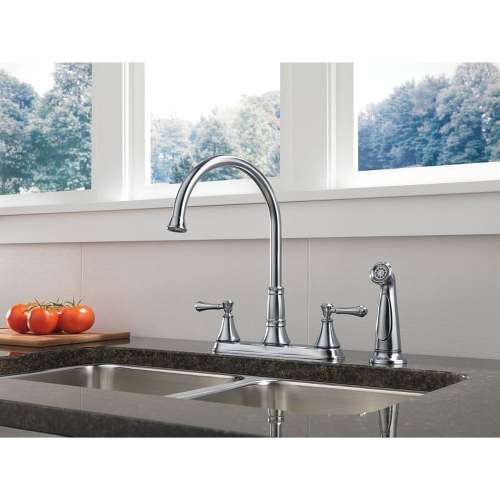 Two Handle Kitchen Faucet with Spray in Arctic Stainless