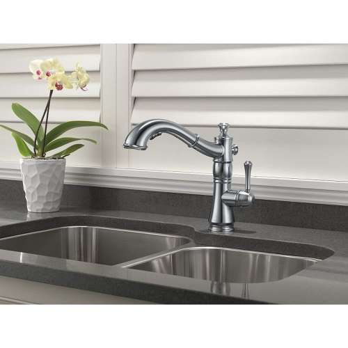 4197-AR-DST Cassidy Single Handle Pull-Out Kitchen Faucet in Arctic Stainless