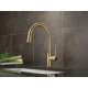 Single Handle Pull-Down Kitchen Faucet in Champagne Bronze