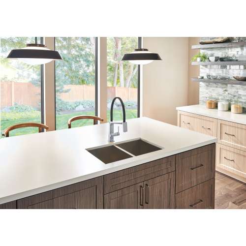 9693-AR-DST Pivotal Single Handle Lever Faucet in Arctic Stainless