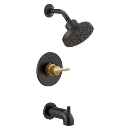 144749-GZ Nicoli Monitor 14 Series Tub and Shower, Matte Black Champagne Bronze