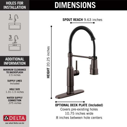 18804Z-RB-DST Theodora Single Handle Pull Down Spring Kitchen Faucet, Venetian Bronze