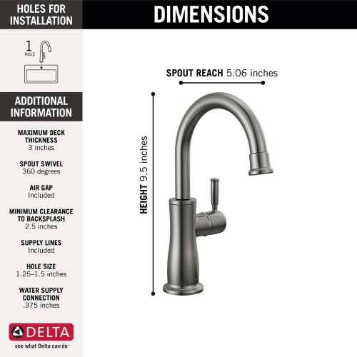 1960-KS-DST Other Traditional Beverage Faucet, Black Stainless