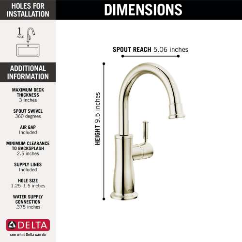 1960-PN-DST Other Traditional Beverage Faucet, Polished Nickel