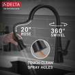 19802TZ-BL-DST Lenta Single Handle Pull Down Kitchen Faucet with Touch2O Technology, Matte Black