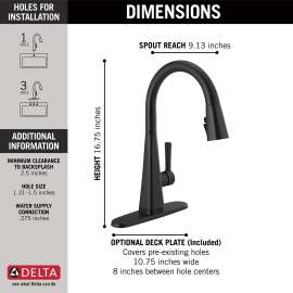 19802TZ-BL-DST Lenta Single Handle Pull Down Kitchen Faucet with Touch2O Technology