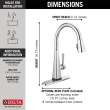 19802TZ-DST Lenta Single Handle Pull Down Kitchen Faucet with Touch2O Technology, Chrome
