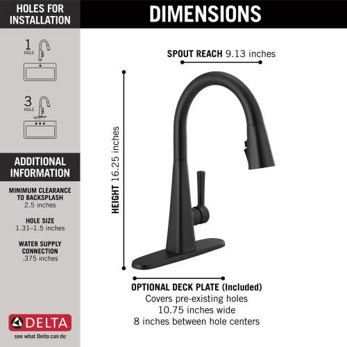 19802Z-BL-DST Lenta Single Handle Pull Down Kitchen Faucet