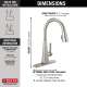 19802Z-SP-DST Lenta Single Handle Pull Down Kitchen Faucet, Spotshield Stainless