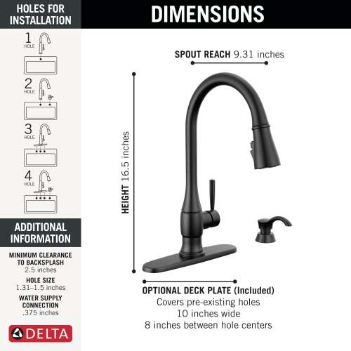 19831Z-BLSD-DST Hazelwood Single Handle Pull Down Kitchen Faucet with Soap Dispenser and ShieldSpray Technology