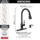 19831Z-BLSD-DST Hazelwood Single Handle Pull Down Kitchen Faucet with Soap Dispenser and ShieldSpray Technology, Matte Black