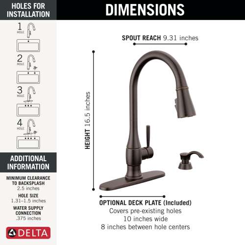 19831Z-RBSD-DST Hazelwood Single Handle Pull Down Kitchen Faucet with Soap Dispenser and ShieldSpray Technology, Venetian Bronze