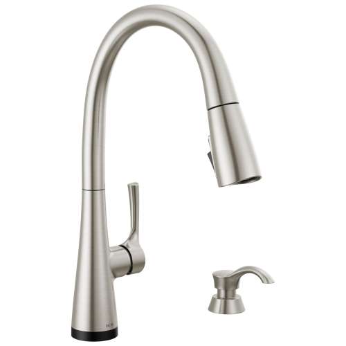 19835TZ-SPSD-DST Auburn Single Handle Pull Down Kitchen Faucet with Soap Dispenser and Touch2O Technology, Spotshield Stainless