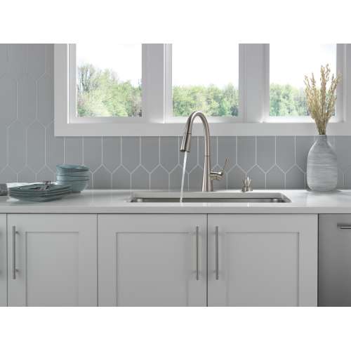 19835Z-SPSD-DST Auburn Single Handle Pull Down Kitchen Faucet with Soap Dispenser and ShieldSpray Technology, Spotshield Stainless