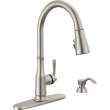 19877Z-SPSD-DST Capertee Single Handle Pull Down Kitchen Faucet with Soap Dispenser and ShieldSpray Technology, Spotshield Stainless