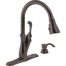 19950Z-RBSD-DST Arabella Single Handle Pull Down Kitchen Faucet with Soap Dispenser and ShieldSpray