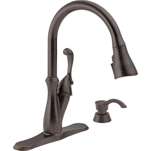 19950Z-RBSD-DST Arabella Single Handle Pull Down Kitchen Faucet with Soap Dispenser and ShieldSpray