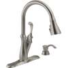 19950Z-SSSD-DST Arabella Single Handle Pull Down Kitchen Faucet with Soap Dispenser and ShieldSpray, Stainless