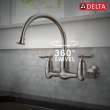 22722LF-SS Corin Two Handle Wall Mounted Kitchen Faucet, Stainless