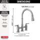 2390L-AR-DST Broderick Two Handle Pull Down Bridge Kitchen Faucet, Arctic Stainless