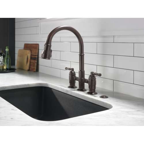 2390L-RB-DST Broderick Two Handle Pull Down Bridge Kitchen Faucet, Venetian Bronze