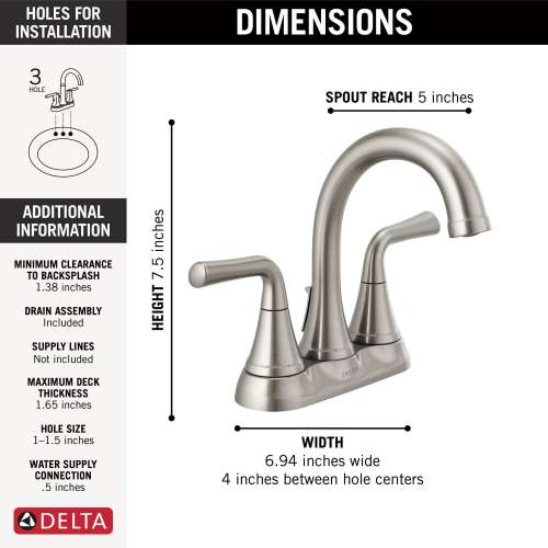 2533LF-SSTP Kayra Two Handle Tract Pack Centerset Bathroom Faucet, Stainless