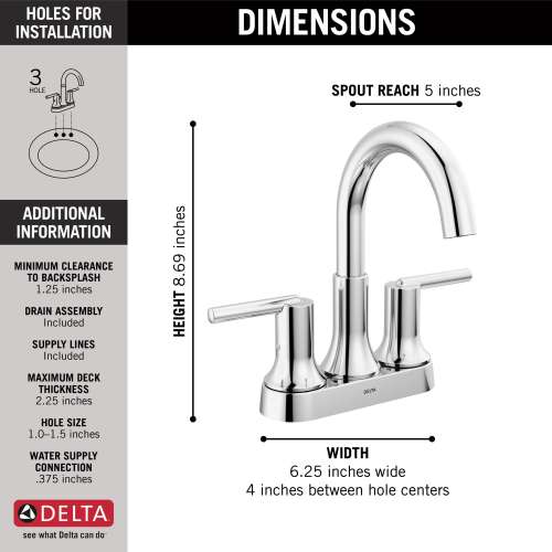 2559-MPU-DST Trinsic Two Handle Centerset Bathroom Faucet, Chrome