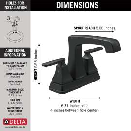 2564-BLTP-DST Ashlyn Two Handle Tract Pack Centerset Lavatory Faucet, Matte Black