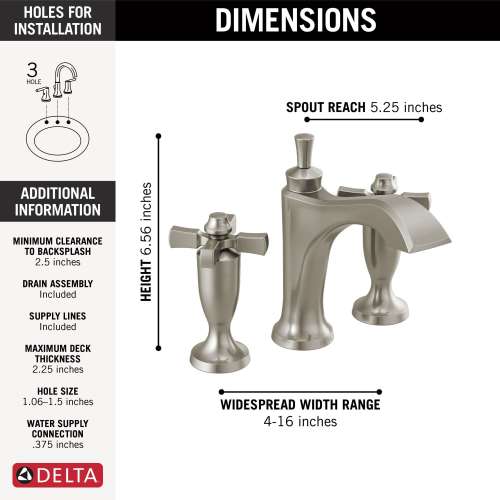 3557-SSMPU-DST Dorval Two Handle Widespread Bathroom Faucet, Stainless