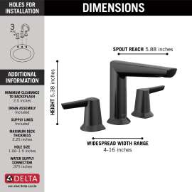 3571-BLMPU-DST Galeon Two Handle Widespread Bathroom Faucet