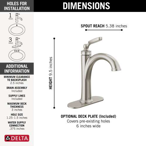 532-SSMPU-DST Woodhurst Single Handle Bathroom Faucet, Stainless