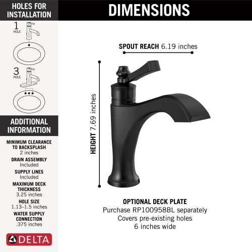 556-BLMPU-DST Dorval Single Handle Bathroom Faucet