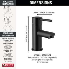 559LF-BLGPM-PP Modern Single Handle Project Pack Bathroom Faucet, Matte Black