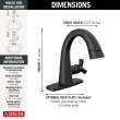 5776-BLPD-DST Stryke Single Handle Pull Down Bathroom Faucet, Matte Black