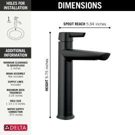671-BL-DST Galeon Single Handle Mid-Height Bathroom Faucet